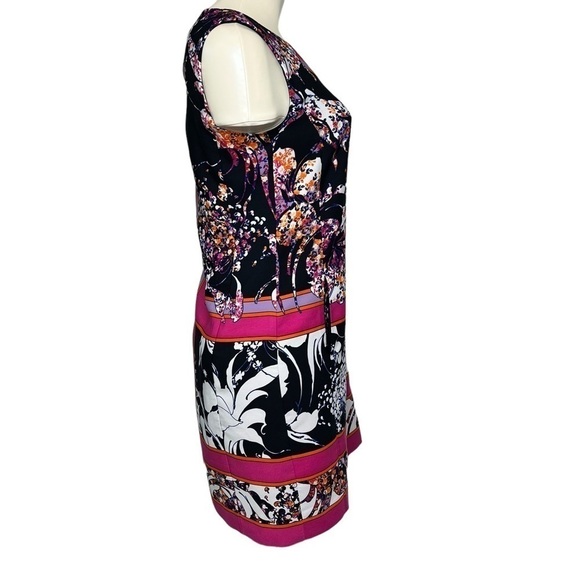 ADRIANNA PAPELL Hot Pink Multi Colored Sleeveless Dress With Pockets Size 4 - Picture 3 of 16